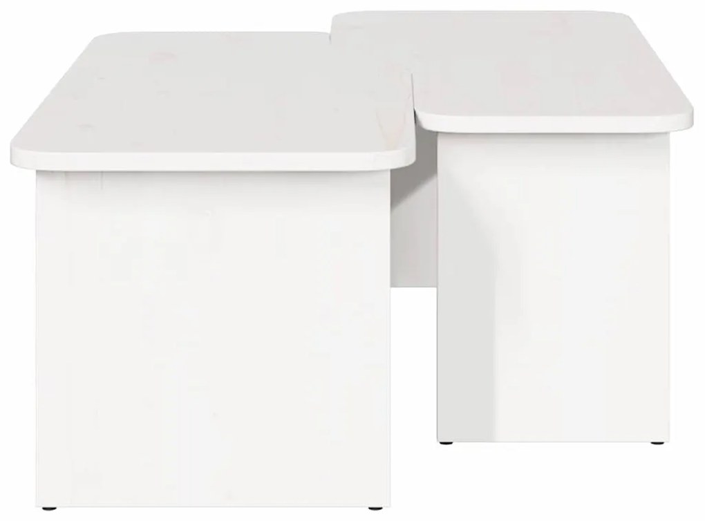 Dohányzóasztal 2 pcs Fehér 100 x 69 x 35.5 cm Tömör fenyőfa