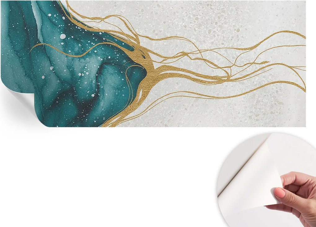 Öntapadós tapéta Divatos 3D fali ragasztó Türkiz vonalak 250x104 cm