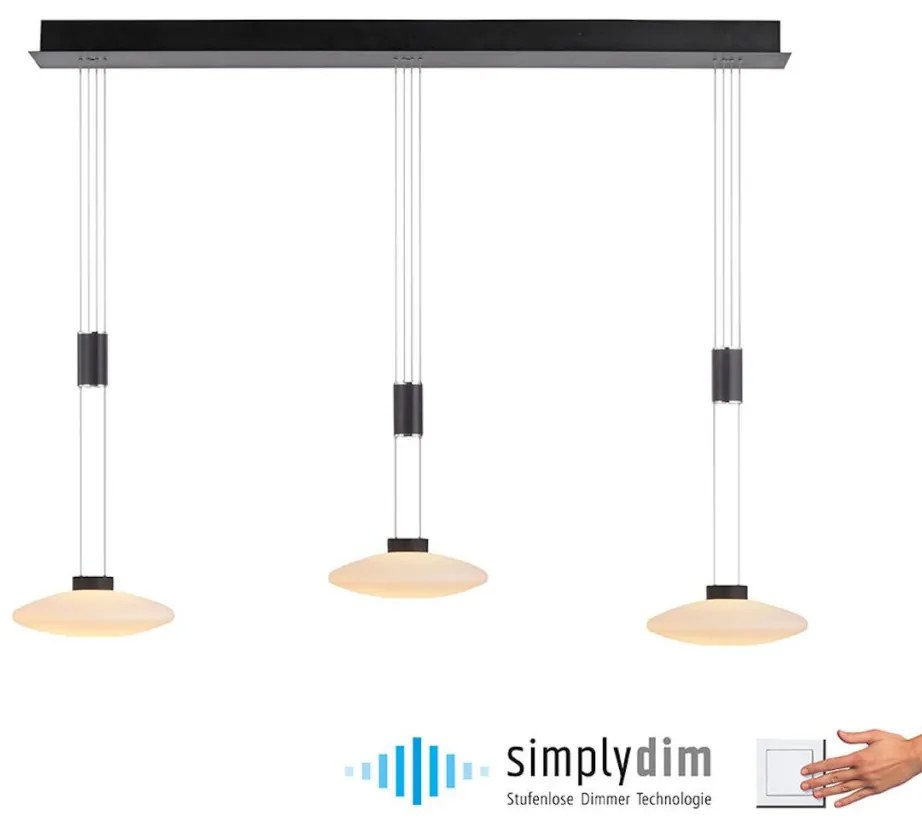 Paul Neuhaus LAUTADA 2081-18 Függőlámpa 3x7,5W/LED 3000K 1800LM IP20
