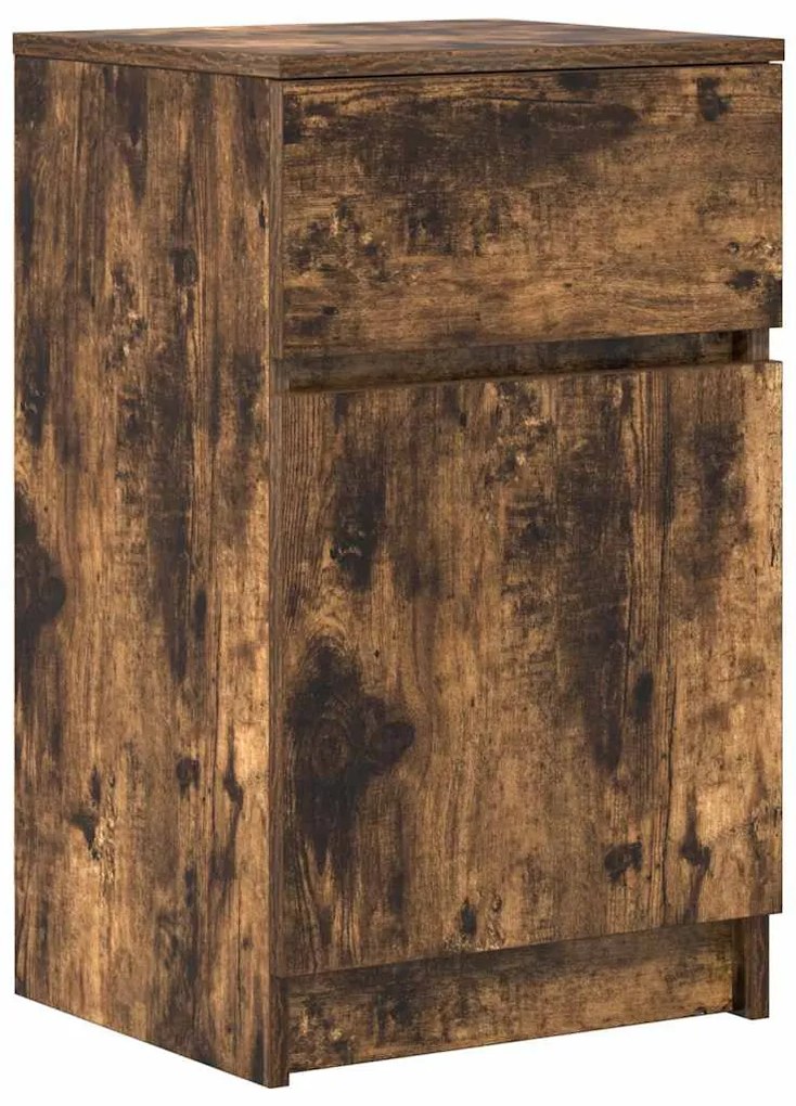 2 db füstös tölgy színű szerelt fa éjjeliszekrény 39x35x65 cm