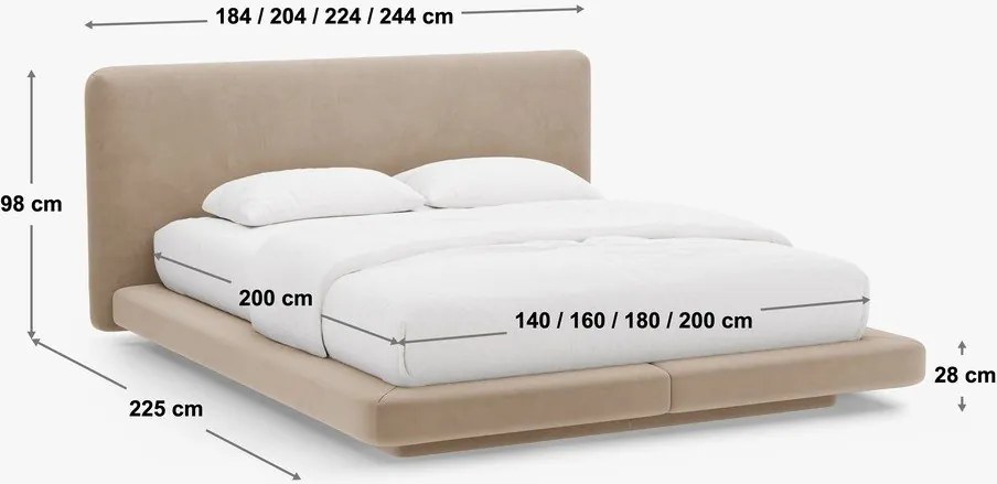 Elefántcsont színű kárpitozott franciaágy 140x200 cm Linea – Micadoni