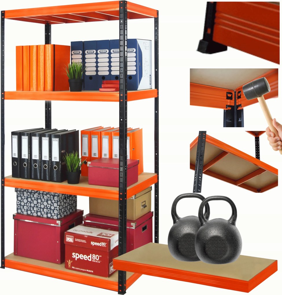 Helios fém tároló állvány garázs állvány 180x90x45cm 4Px275kg Pl