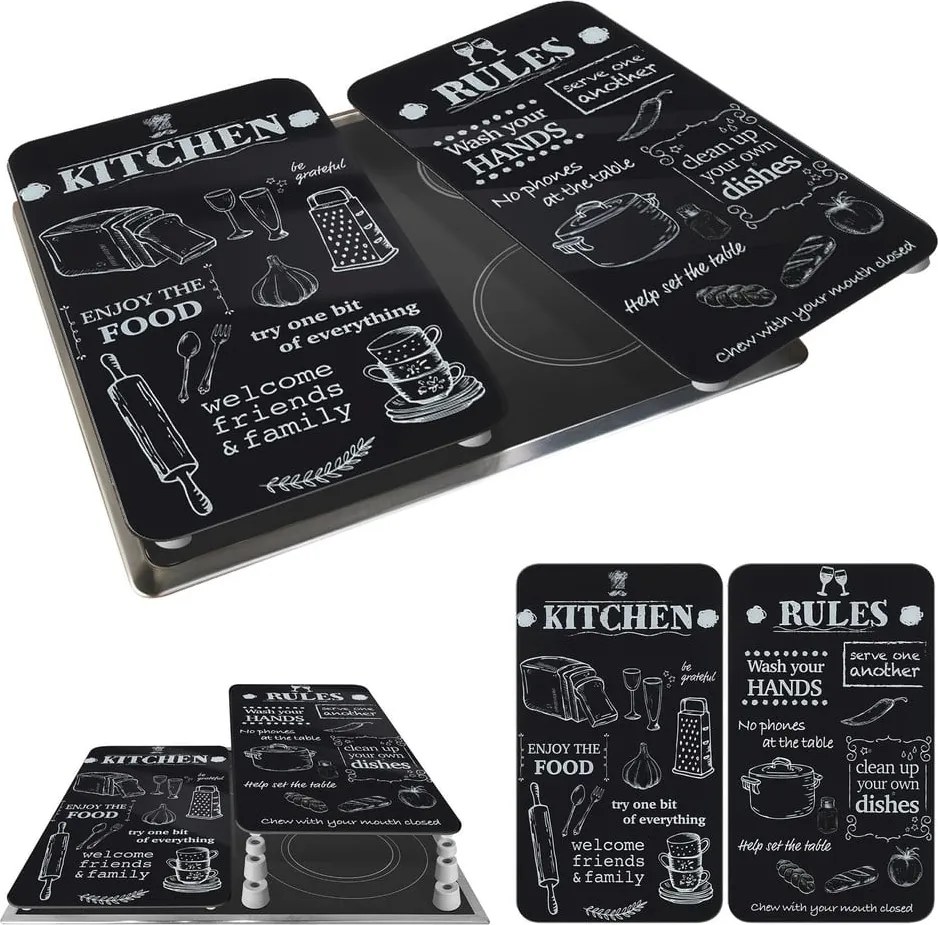 Edzett üveg tűzhely fedőlap szett 2 db-os 52x30 cm Kitchen Rules – Maximex