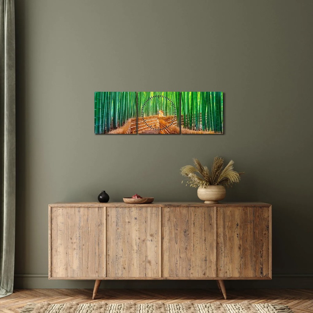 Kép - Japán bambusz erdő (órával) (90x30 cm)