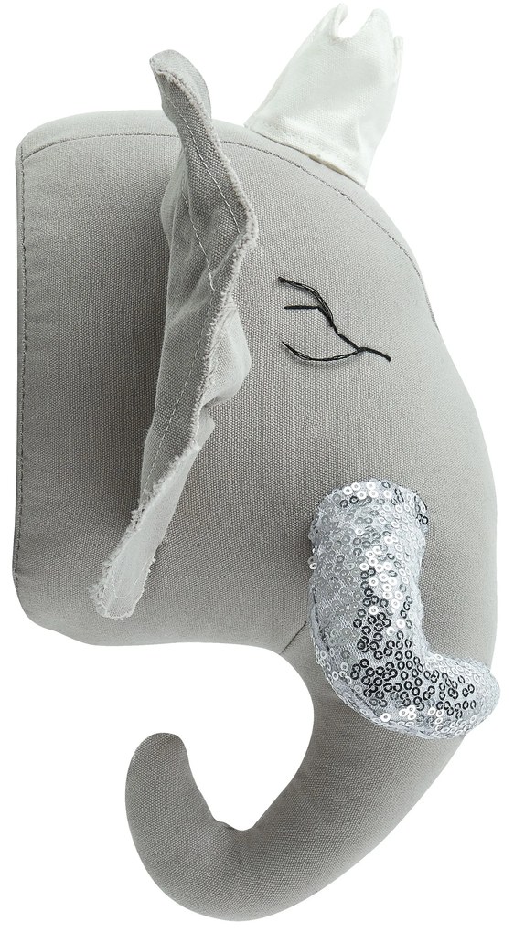 Szürke plüss elefánt fali dekoráció 39 x 33 cm TANTOR Beliani