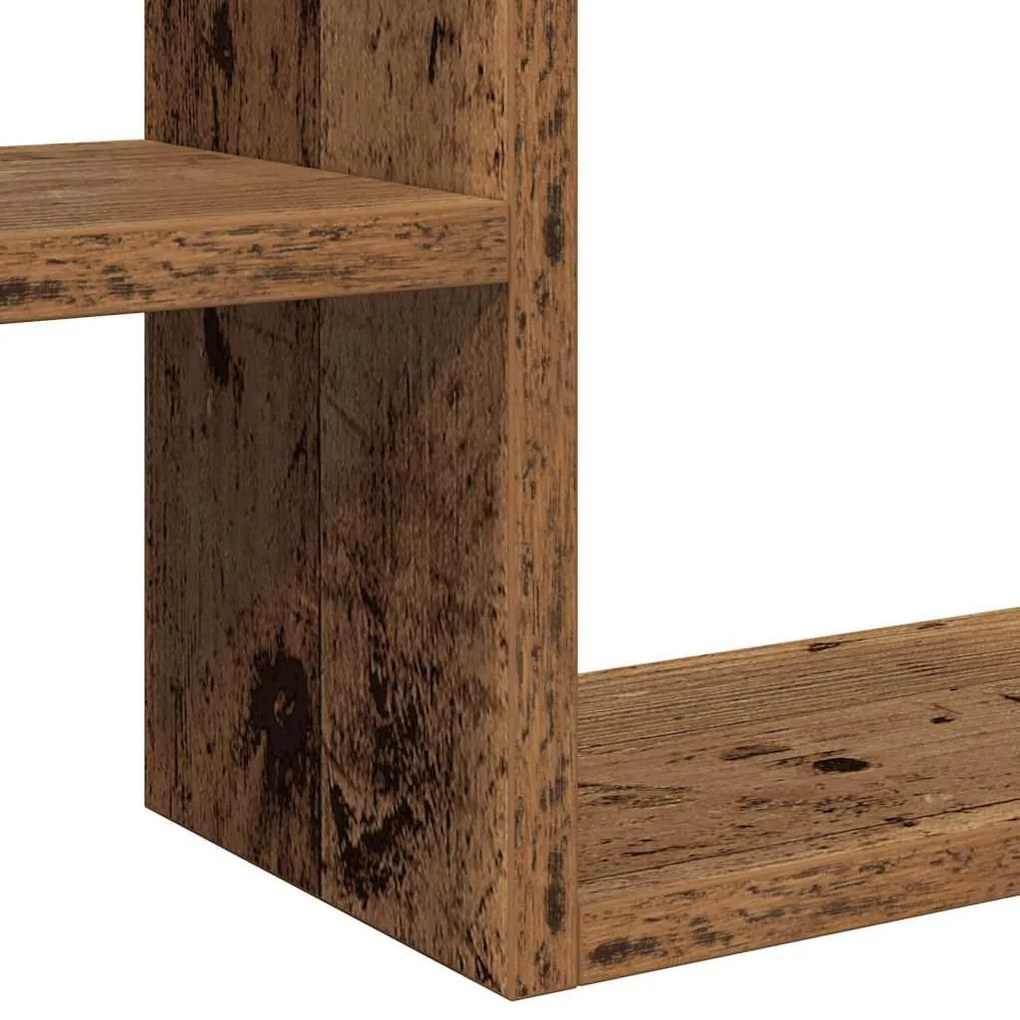 2 db antik fa színű szerelt fa fali kockapolc 50x15x50 cm