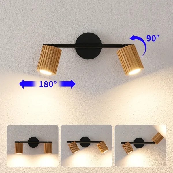 Brilagi - MODERN WOOD spotlámpa 2xGU10/8W/230V fa/fekete