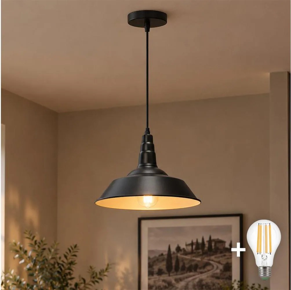 Aigostar - LED csillár kábellel 1xE27/60W/230V átm. 36 cm fekete