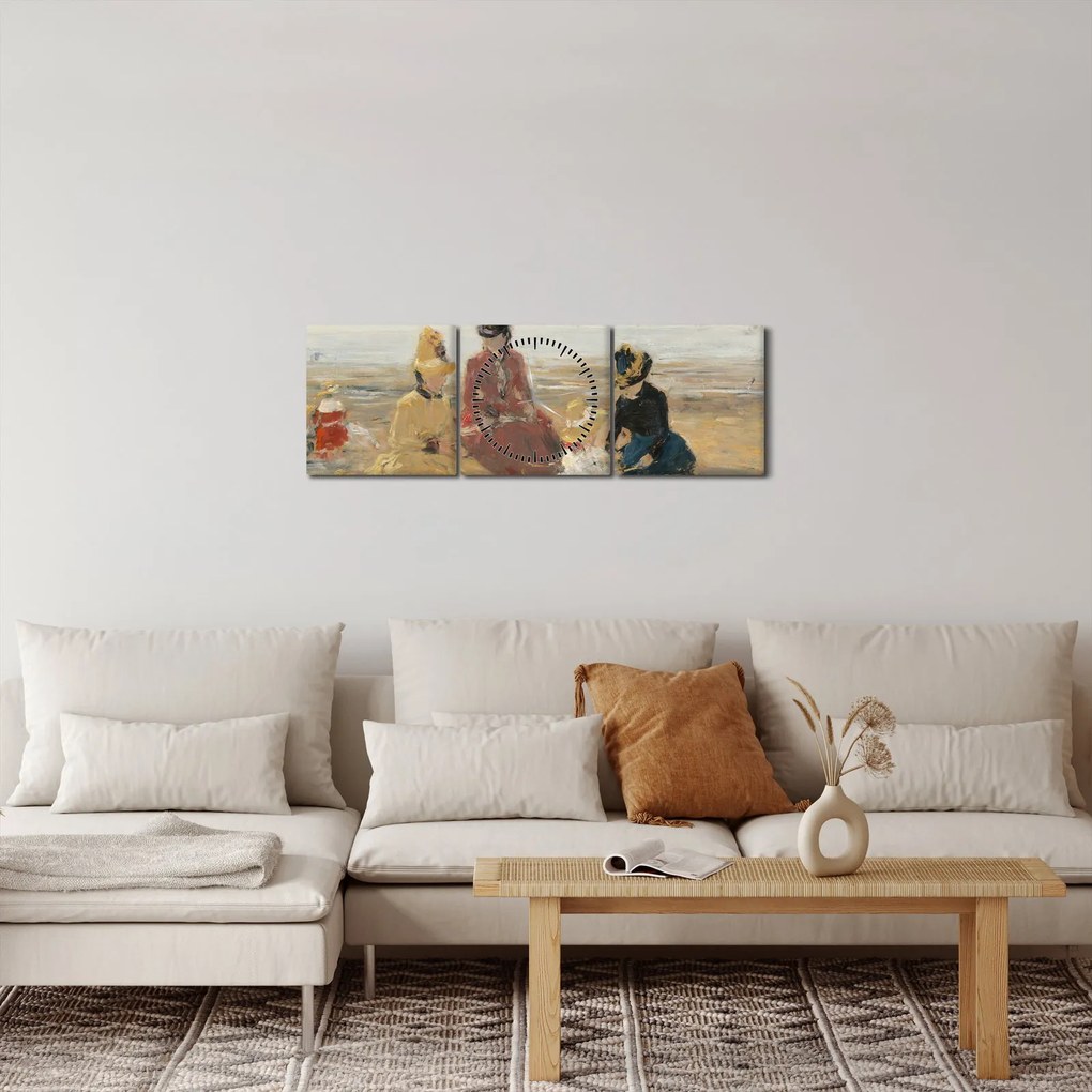 Kép - Eugène Boudin, On the Beach, Trouville, reprodukciók (órával) (90x30 cm)