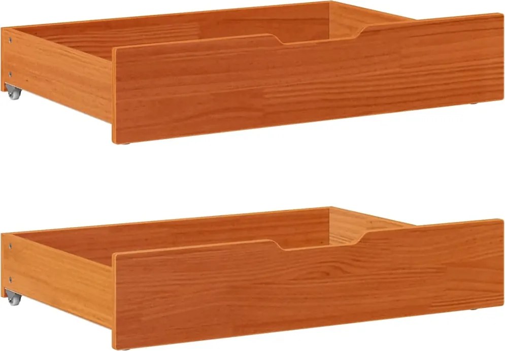 vidaXL 2 db viaszbarna tömör fenyőfa ágy alatti fiók 80 x 55 x 17 cm