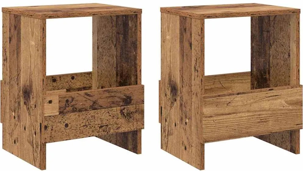 vidaXL Magazin állvány 2 pcs Öreg fa 35 x 30 x 45 cm