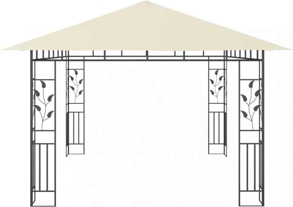 krémszínű pavilon szúnyoghálóval 4 x 3 x 2,73 m 180 g/m²
