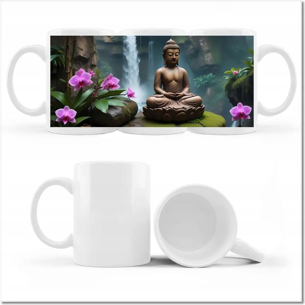 Meditáló Buddha mintás bögre