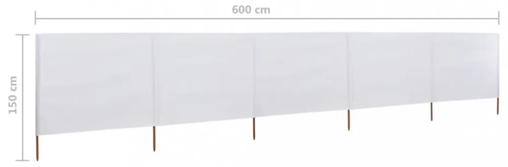 homokfehér 5-paneles szövet szélfogó 600 x 120 cm