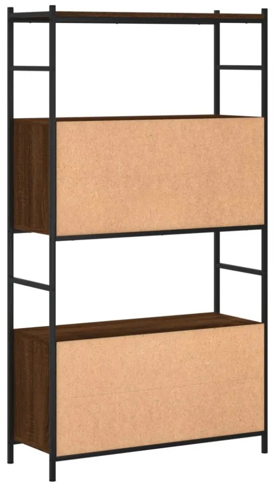 barna tölgyszínű szerelt fa és vas íróasztal 80 x 30 x 145,5 cm