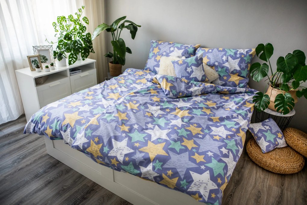 3 részes pamut lepedő Stars 200x140cm+90x70cm TiaHome