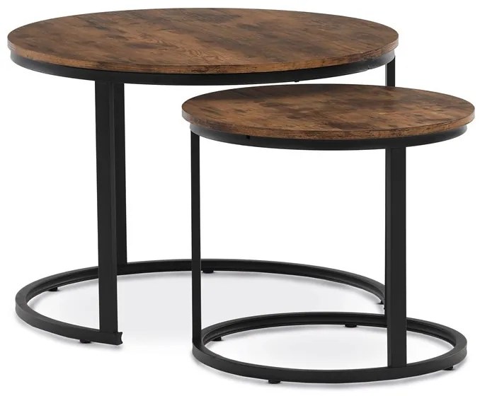 Set de mese de cafea din 2 piese, blat din MDF cu decor marmură, cadru metalic
