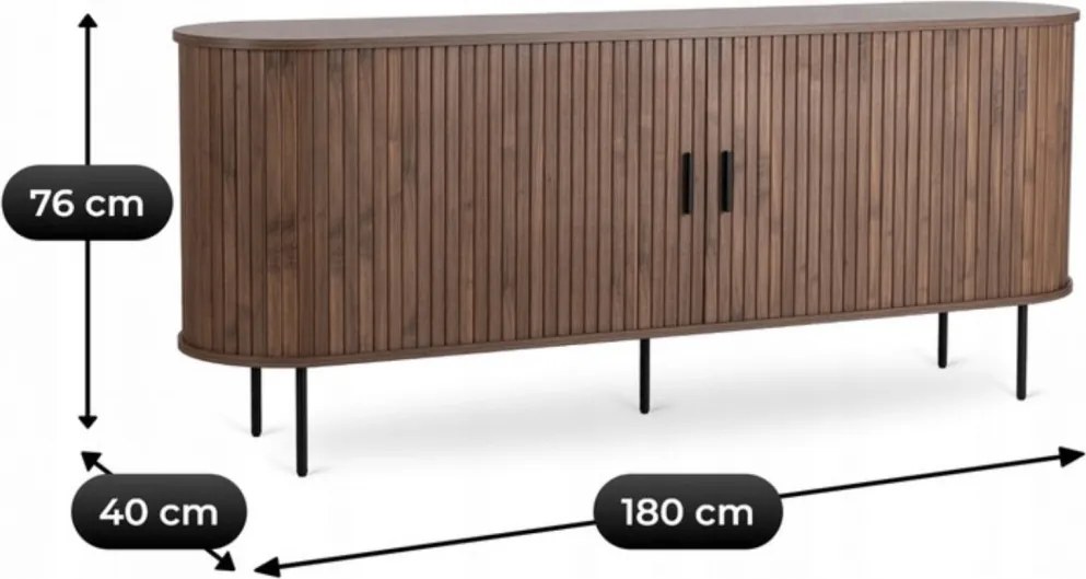 Kétajtós tolóajtós komód 180 cm dió színben - TRISH