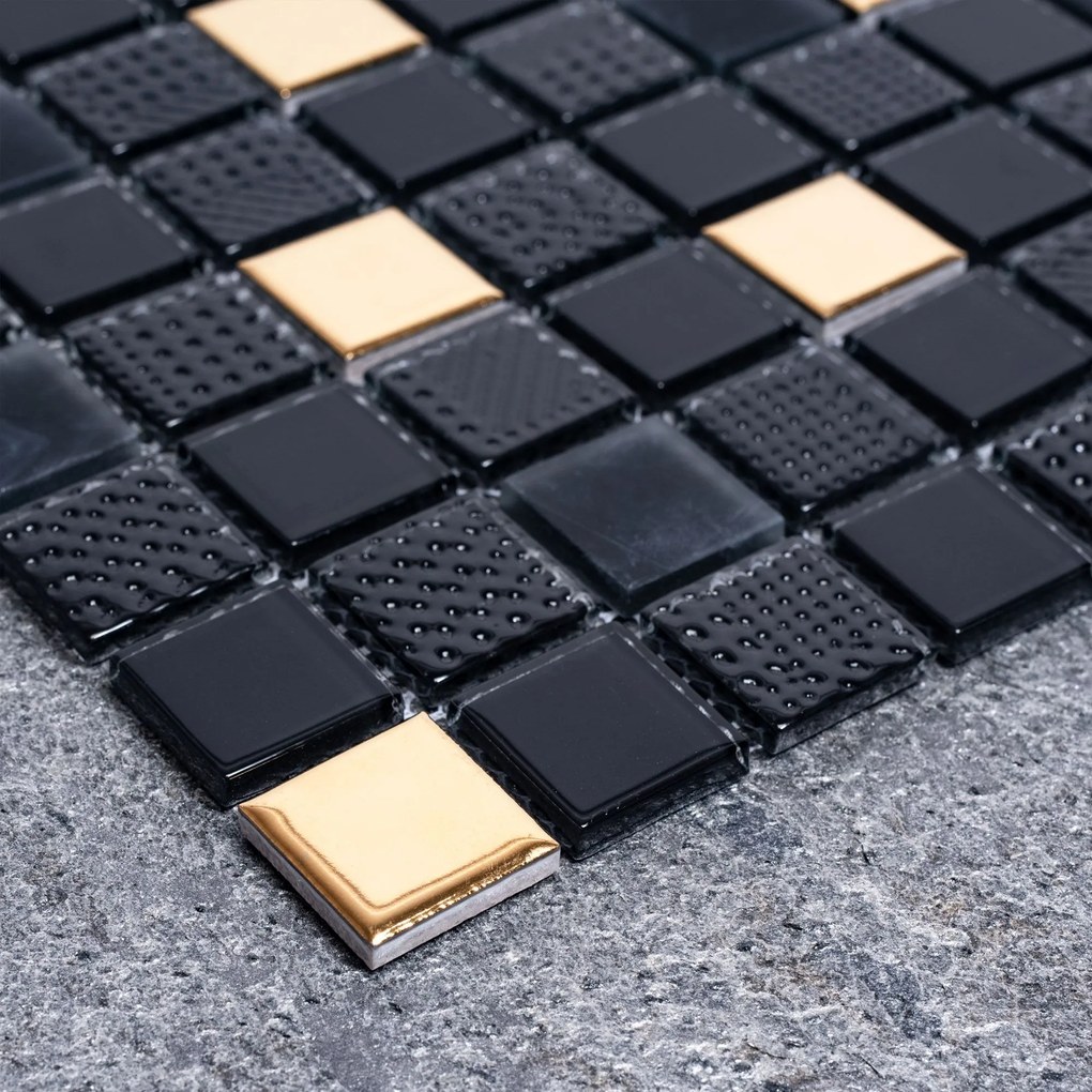 Mozaik dekorcsempe  322155 Black Gold