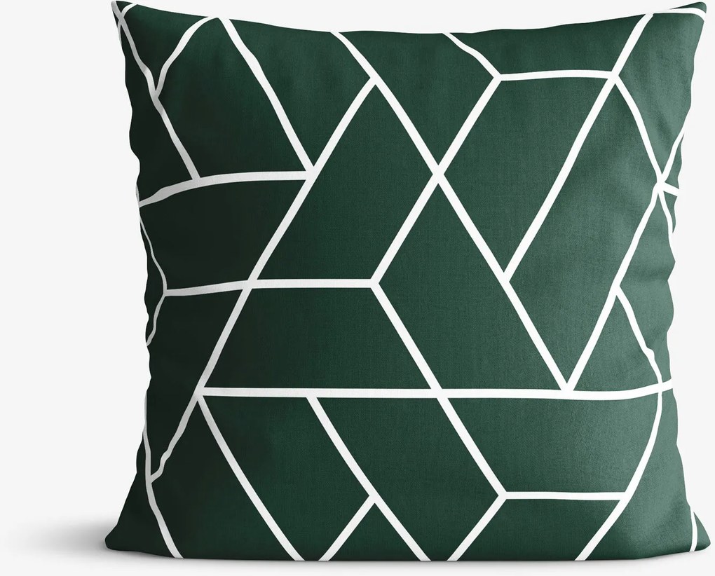 Goldea pamut párnahuzat - mozaik minta, sötétzöld alapon 70 x 90 cm