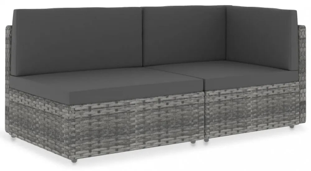vidaXL 2 személyes szürke elemes polyrattan kanapé