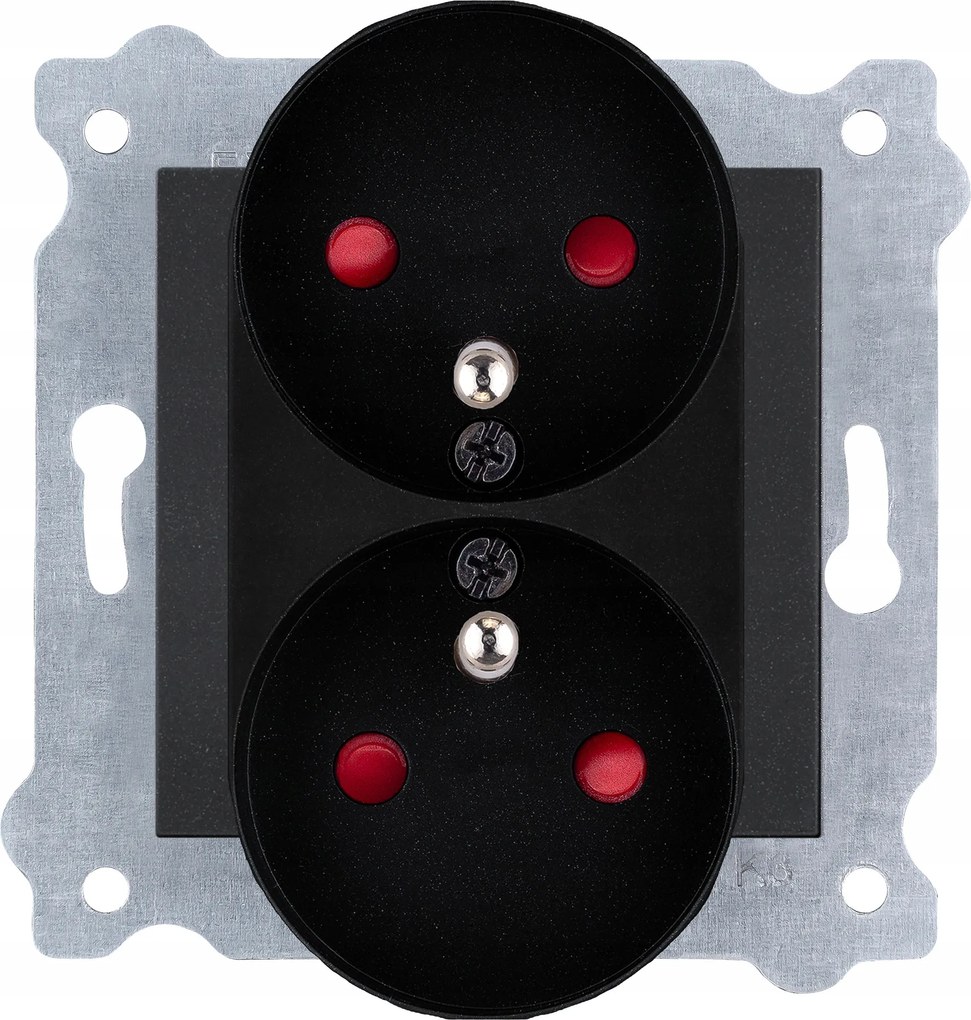 Exen Dupla földelt aljzat E-típusú fekete metál 248/14E