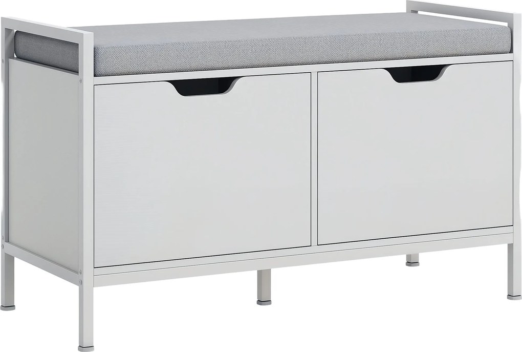 HOMCOM Cipőpados Cipőszekrény Kivehető Szivacsos Ülőpaddal 4 Pár Cipőhöz Előszobába 84x35x50 cm Fehér | Aosom