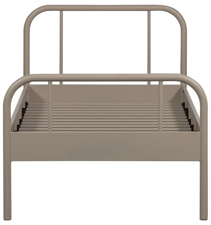 Bézs fém egyszemélyes ágy ágyráccsal 90x200 cm Mata – WOOOD