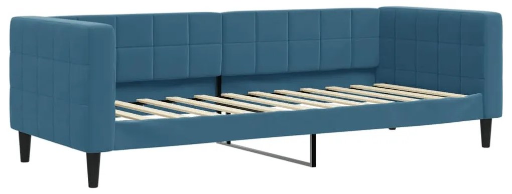 kék kihúzható bársony heverő fiókokkal 80 x 200 cm