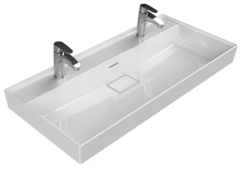 TMP LUX 100D fali fürdőszobabútor - CeraStyle SHARP 37600 DUPLA csaplyukas mosdóval - 100 x 48 cm