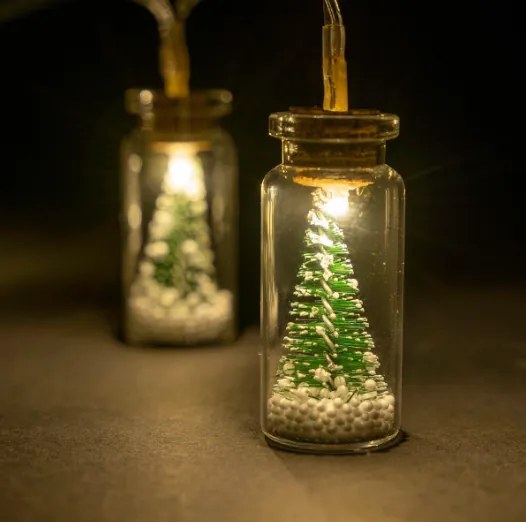 Lámpák készlete "Mini üveg" 8 LED meleg fehér elemes időzítő