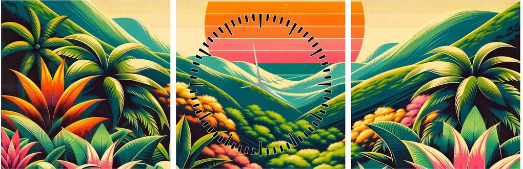 Kép - Színes naplemente (órával) (90x30 cm)