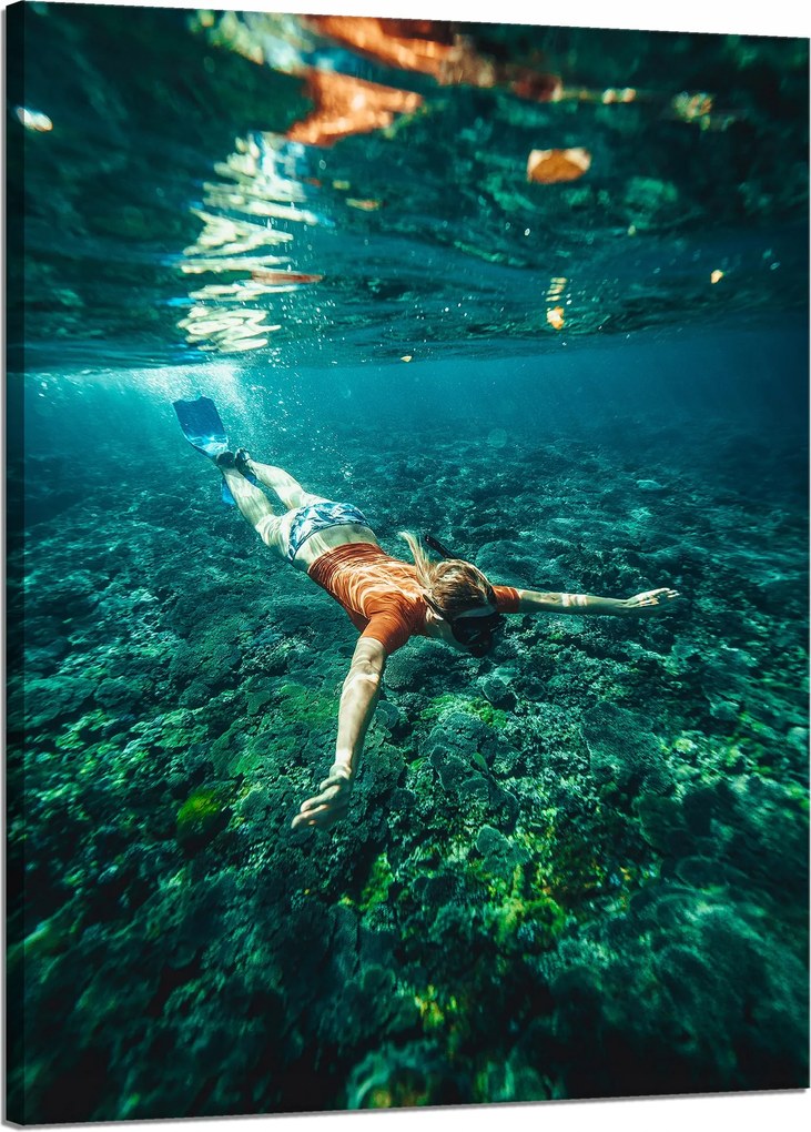 Vászonkép Emberek Búvár az óceánban 50x70 cm