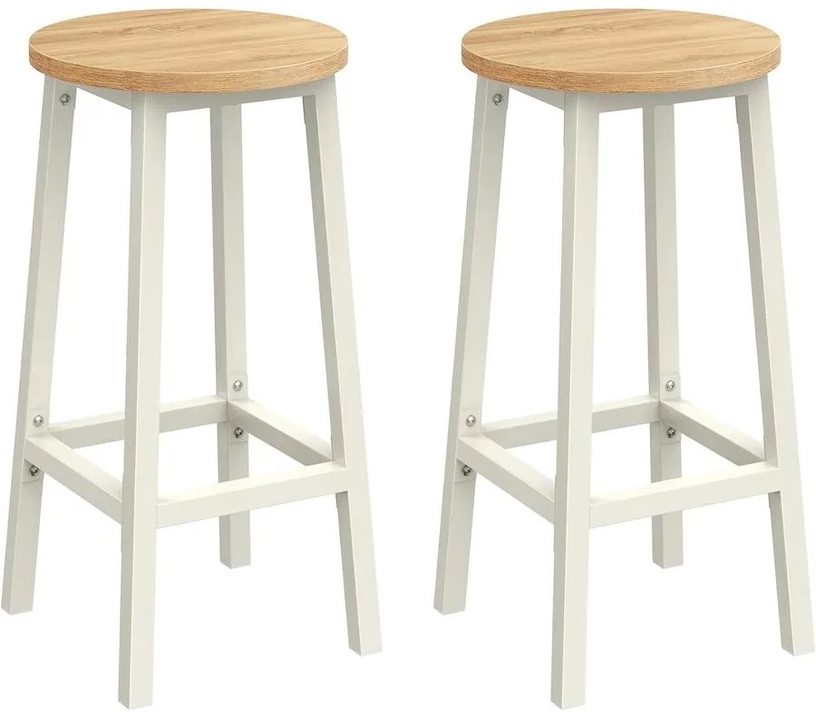 Bárszék szett, 2 db-os, konyhai bárszék,bézs és fehér tölgy színben