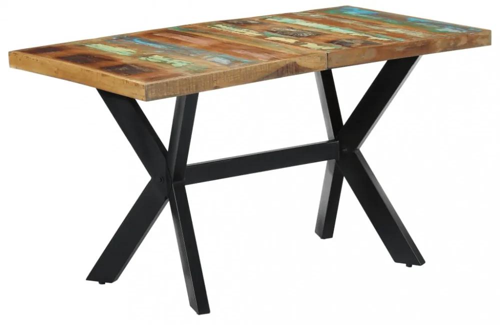 Tömör újrahasznosított fa étkezőasztal 140 x 70 x 75 cm