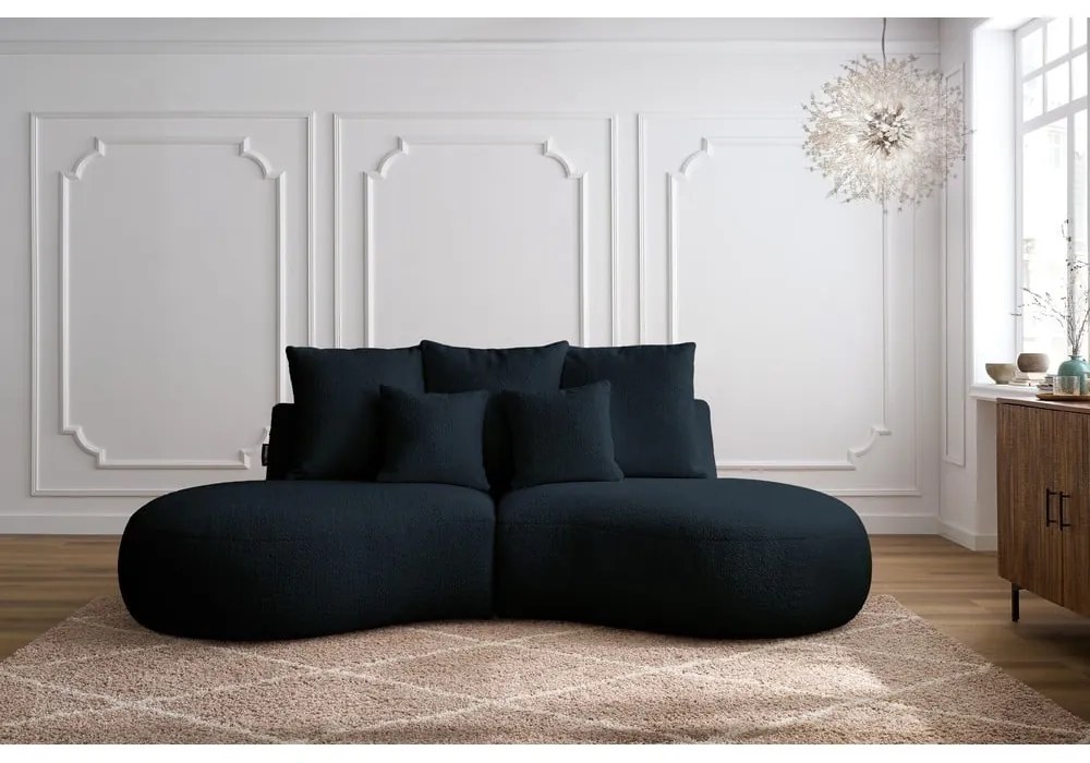 Sötétkék buklé szövet kanapé 260 cm Saint-Germain – Bobochic Paris