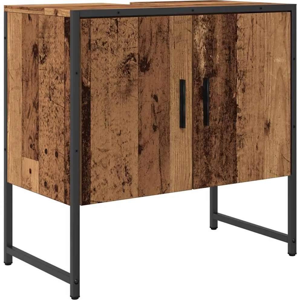 vidaXL antik fa színű szerelt fa fürdőszobai mosdószekrény 60x33x60 cm
