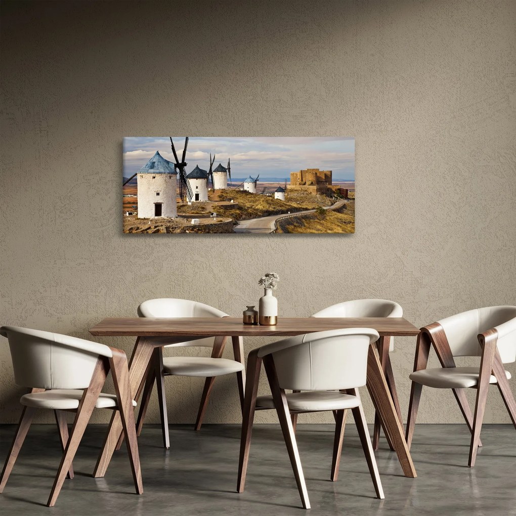 Kép - Consuegra szélmalmai, Spanyolország (120x50 cm)