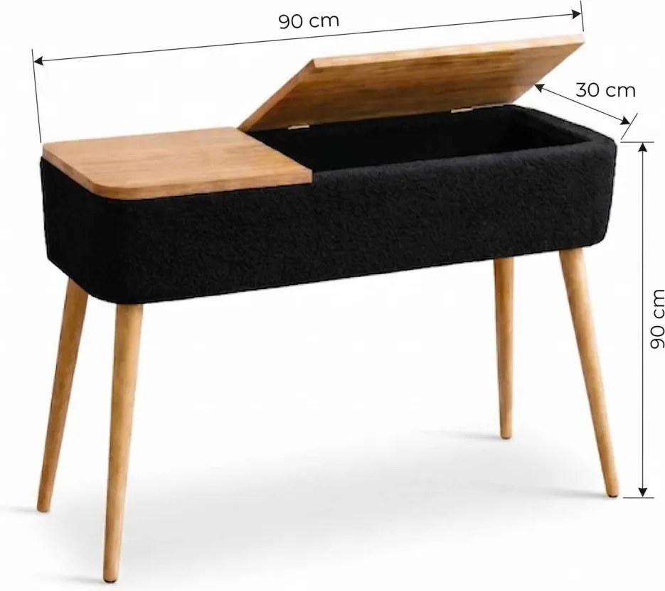Sole komód, fekete, 90 cm