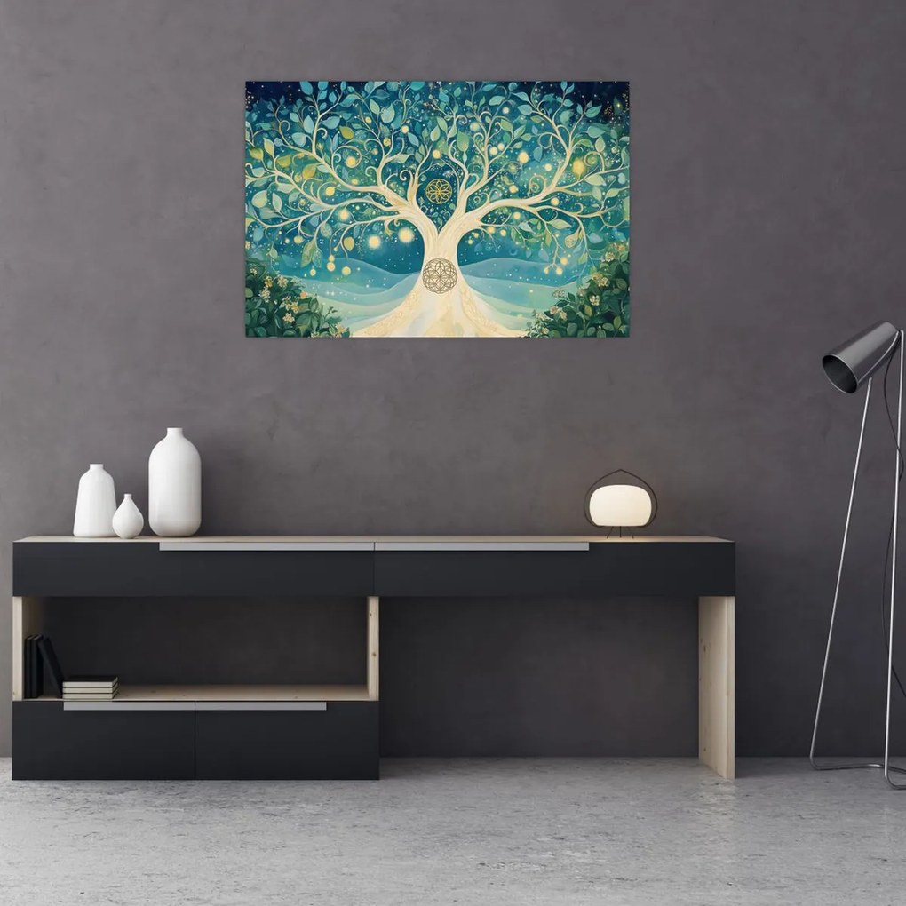 Kép – Mágikus fa spirálokkal (90x60 cm)