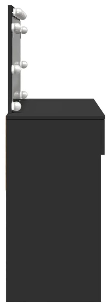 fekete LED-es fésülködőasztal 100 x 40 x 120 cm