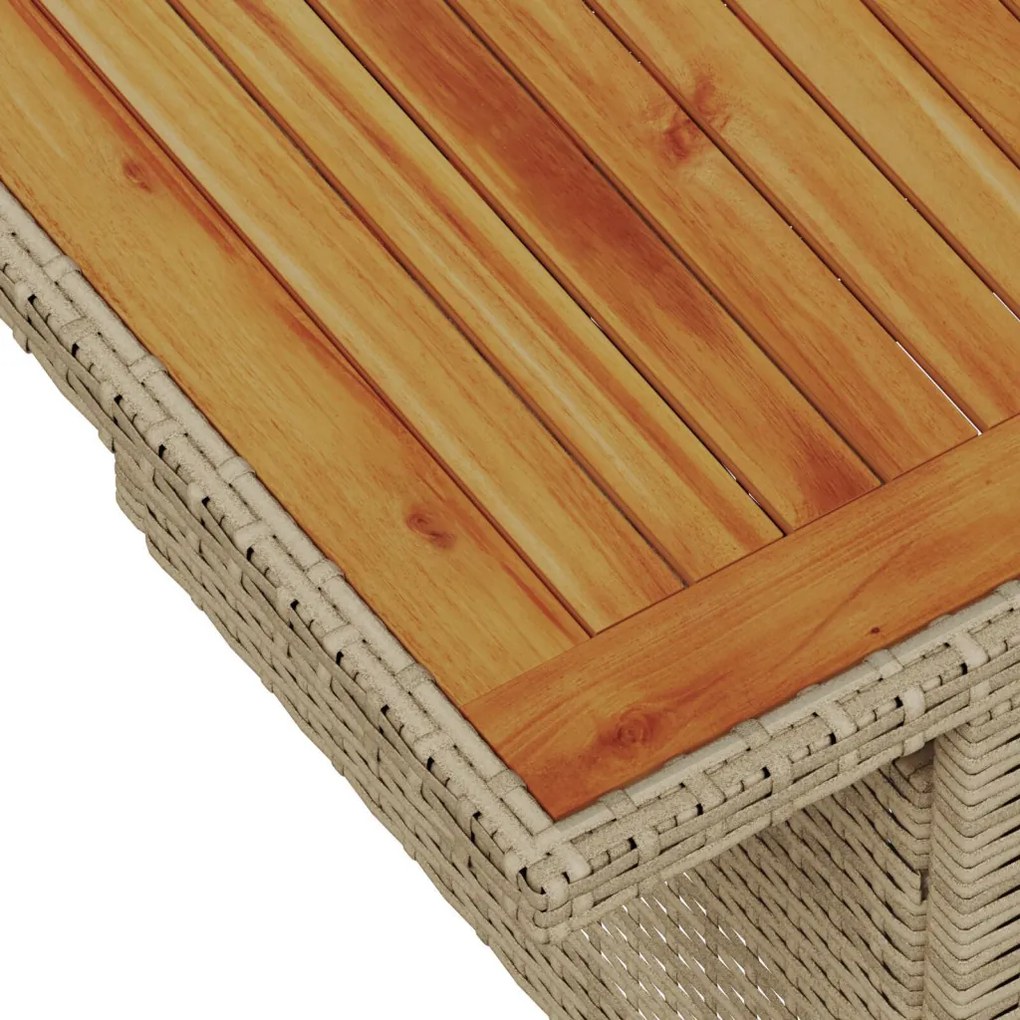 6 darabos kerti sofa készlet párnákkal bézs poli rattan akácfával, 2-személyes kerti sofa párnákkal bézs poli rattan