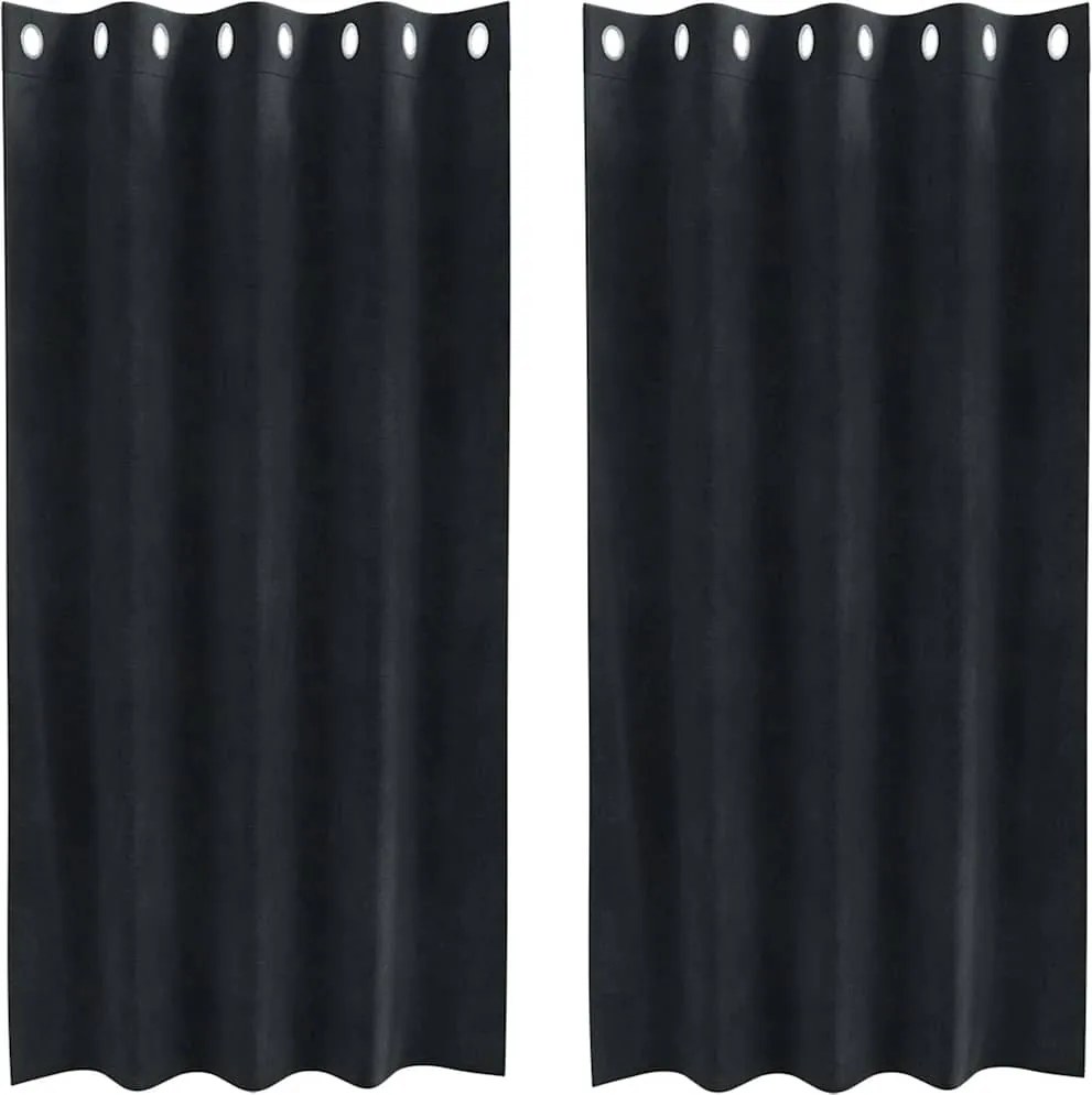 vidaXL Sötétítő függönyök 2 pcs Fekete 140 x 175 cm Bársony