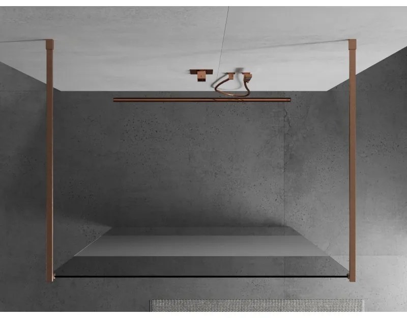 Mexen Kioto, Walk-In zuhany paraván 110 x 200 cm, 8 mm átlátszó üveg-fagy, réz matt profil, 800-110-002-65-35