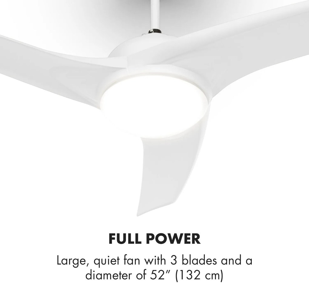 Figo, fehér, mennyezeti ventilátor, 52", 55 W, mennyezeti lámpa, 2 x 42 W, távirányító