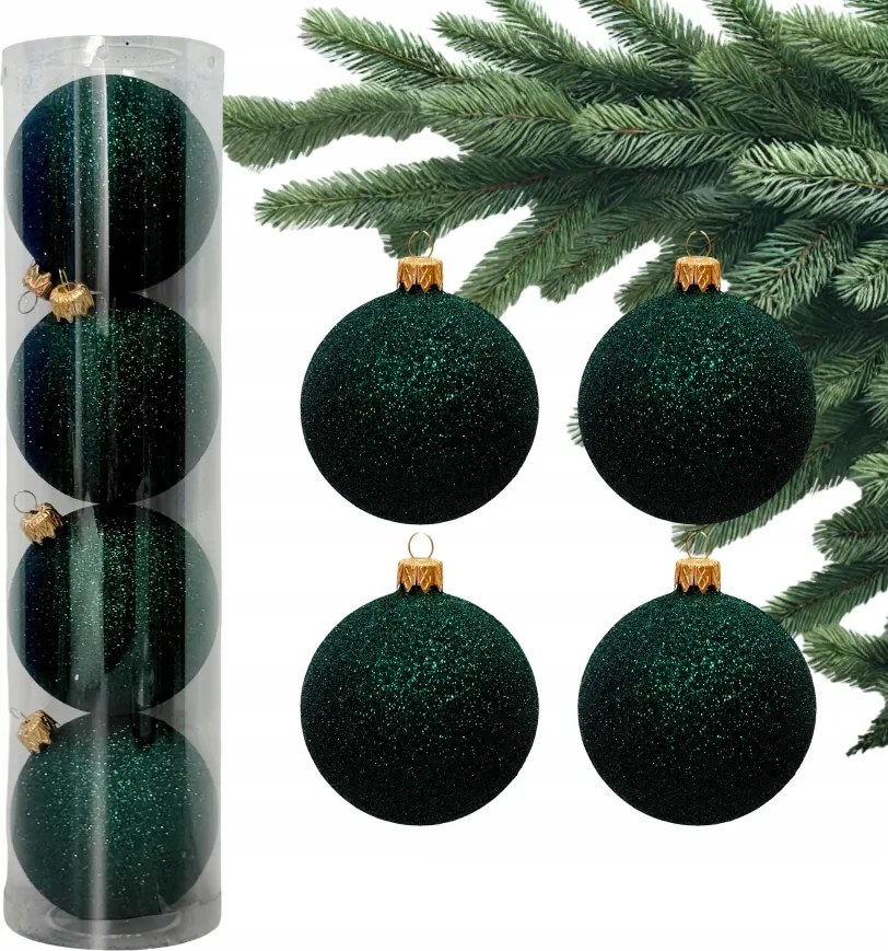 Holo Sötétzöld Karácsonyfa Bombák Buborékok 4 db-os karácsonyfadísz szett