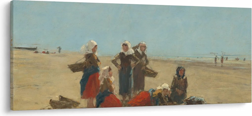 Kép - Eugène Boudin, Women on the Beach at Berck, reprodukciók (120x50 cm)