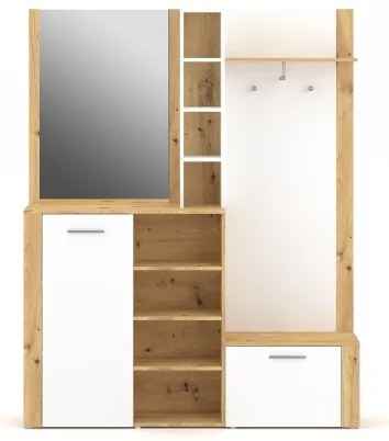 KEVIN előszobafal tükörrel, barna/fehér