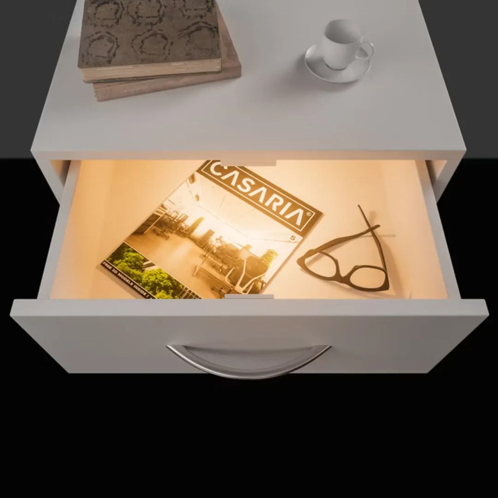 ELOISE éjjeliszekrény világítással, 54x39x28cm, fehér Casaria