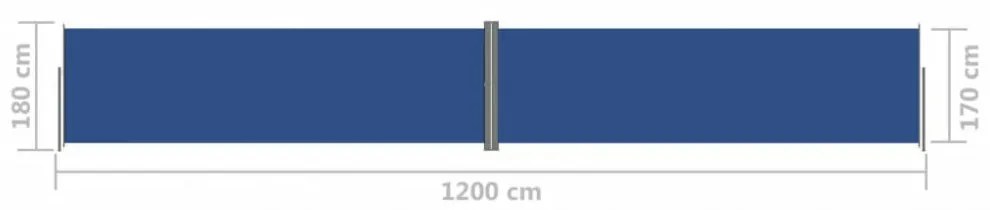 kék behúzható oldalsó napellenző 180 x 1200 cm